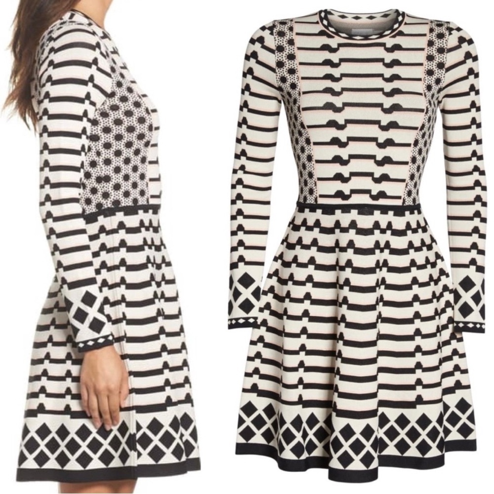Eliza J Black and White Geometric Mini Dress - Picture 2 of 10